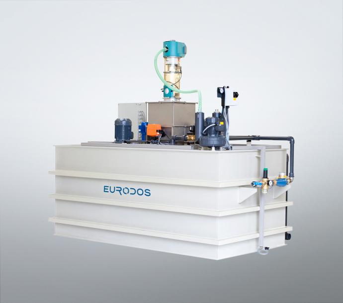 Estación de disolución de polímero Eurodos sistema Eurofloc de péndulo de 2 cámaras